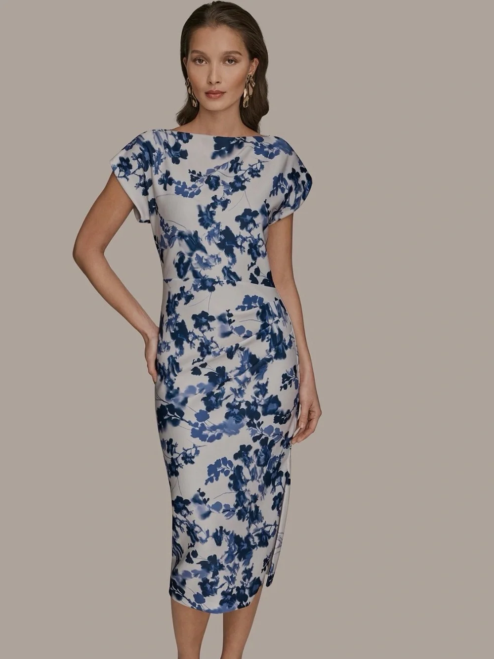 NWT Donna Karan Women's Boat Neck Midi Dress. Size 14. - Picture 5 of 11